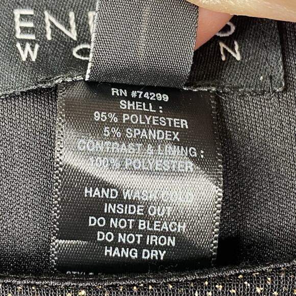 Enfocus Dress Womens 16W Black Gold Sparkly Overlay Stretch Knee Length Coctail - Picture 4 of 9